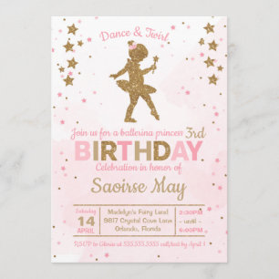 Ballerina Princess Sparkle Birthday Invitation
