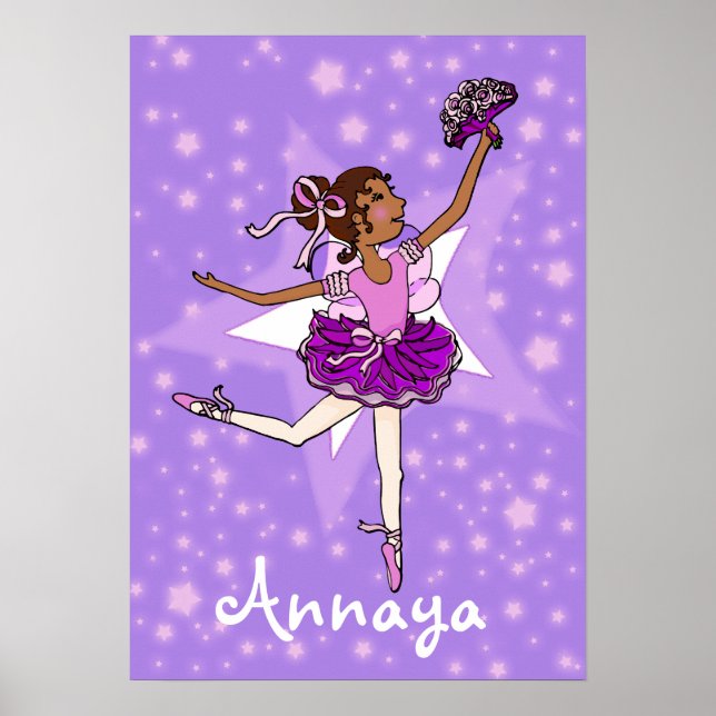 Ballerina purple dark girl star "name" poster (Front)