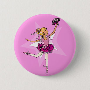 Ballerina purple pink blonde girl star button