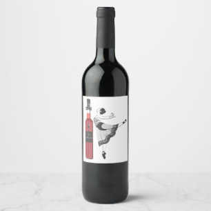 Ballerina, red gentleman, wine labels. label