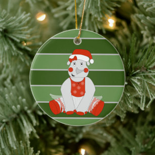 Ballerina Rhino Christmas Ceramic Tree Decoration