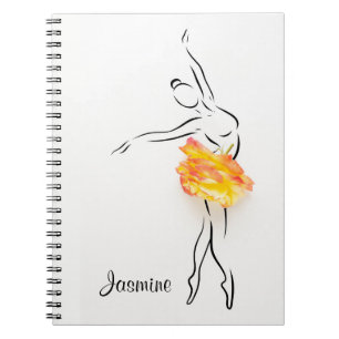 Ballerina Rose Ballet Dancer Personalised Name Notebook