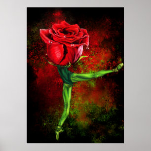 Ballerina Rose Ballet Dancer Poster - Painting