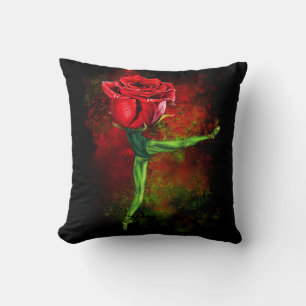 Ballerina Rose Ballet Dancer Throw Pillow
