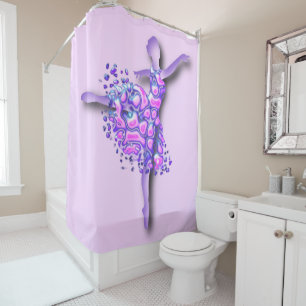 Ballerina Shower Curtain Purple Ballet Dancer Girl