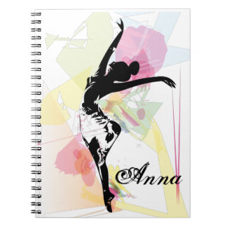 Ballerina silhouette colorful customizable name notebook