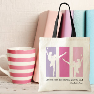 Ballerina Silhouette in Pink Tote Bag
