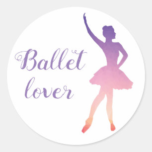 Ballerina silhouette,ombre colours, ballet lover classic round sticker