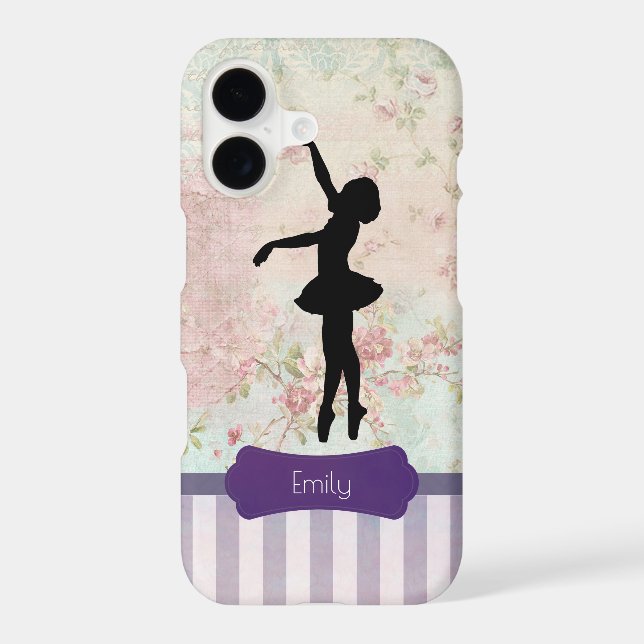 Ballerina Silhouette on Elegant Vintage Pattern (Back)