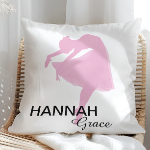 Ballerina Silhouette Pink with Name Cushion