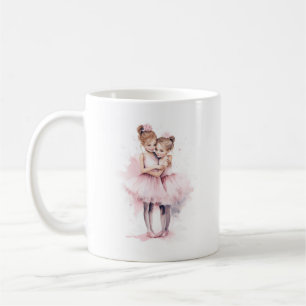 Ballerina Sisters Embracing Pink Tutu Hug Dance Coffee Mug