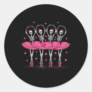 Ballerina Skeleton Dance Funny Halloween Ballet  Classic Round Sticker