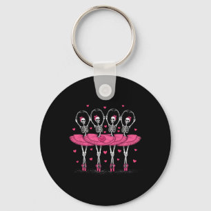 Ballerina Skeleton Dance Funny Halloween Ballet Key Ring