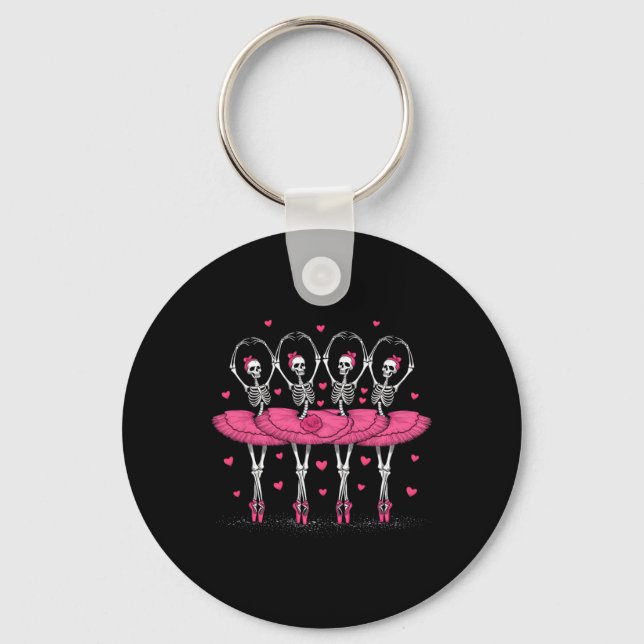 Ballerina Skeleton Dance Funny Halloween Ballet  Key Ring (Front)
