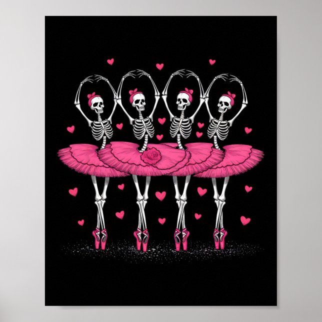 Ballerina Skeleton Dance Funny Halloween Ballet  Poster (Front)