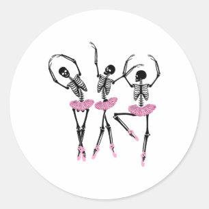 Ballerina Skeletons Dancing Halloween Ballerina Sk Classic Round Sticker