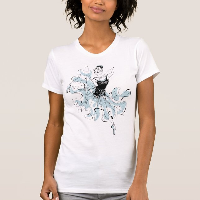 Ballerina Sketch in Blue T-Shirt (Front)