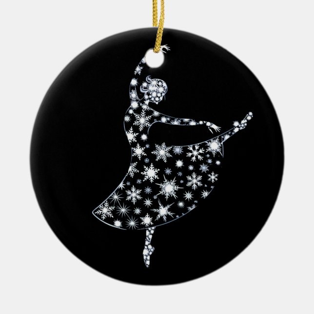 Ballerina Snowflake Ballet Costume Winter Dance Gi Ceramic Tree Decoration (Front)