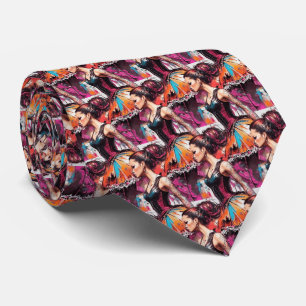 Ballerina Splash Retro Art Neck Tie