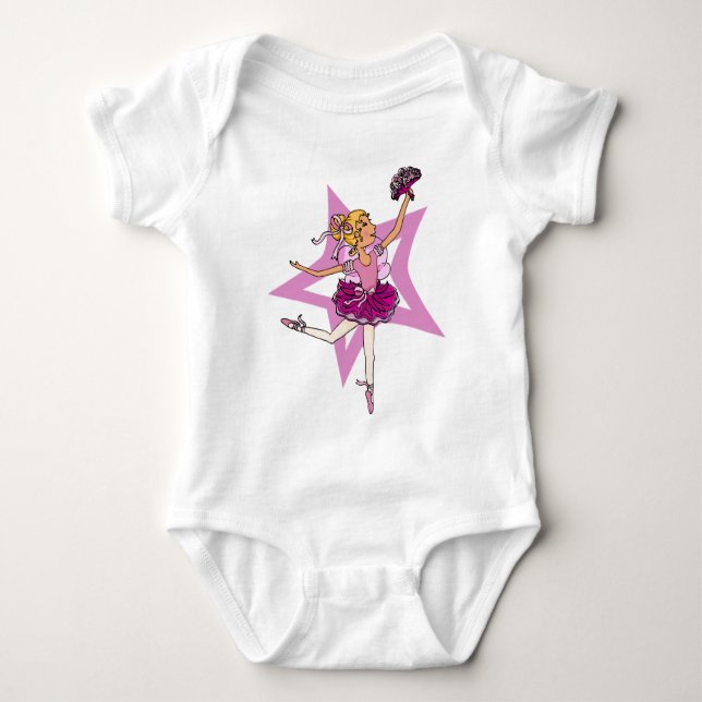Ballerina star in pink with blonde hair hoodie top (Front)