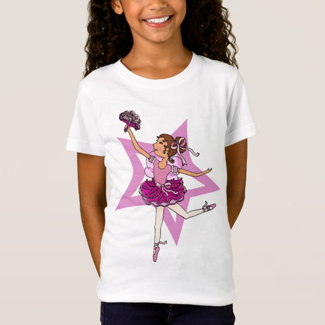 Ballerina star in pink with dark hair top (Front)