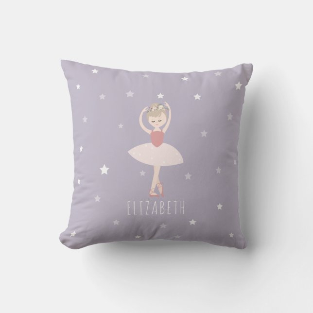 Ballerina Stars Purple Blonde Cushion (Front)