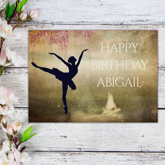 Ballerina Swan Lake Dance Vintage Birthday Card (Creator Uploaded)