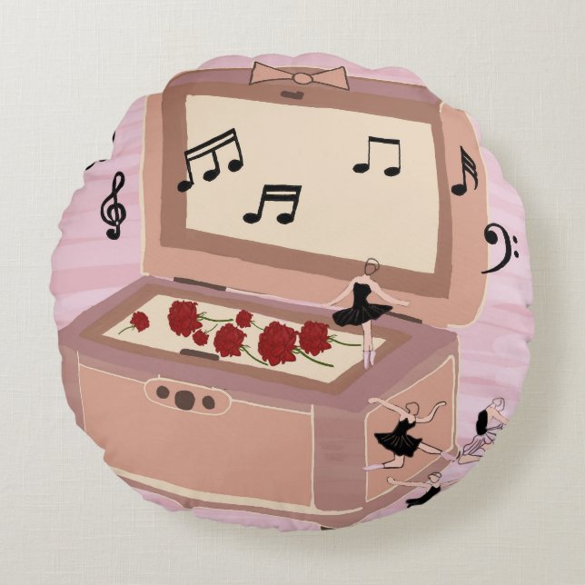 Ballerina Symphony in a Box - Ballerina Art Round Cushion (Front)