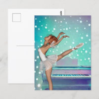 Ballerina & Teal Piano Background