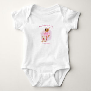 Ballerina, teddy bear and pink flowers baby bodysu baby bodysuit