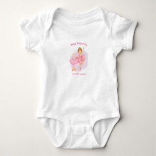 Ballerina, teddy bear and pink flowers baby bodysu bodysuit