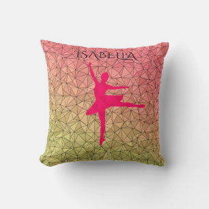 Ballerina throw pillow with personalized name.