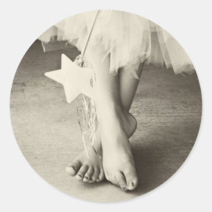 Ballerina Toes (Black & White) Classic Round Sticker