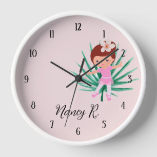 Ballerina Tropical Ballet Pink Clock
