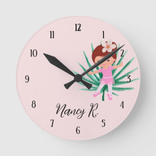 Ballerina Tropical Ballet Round Clock