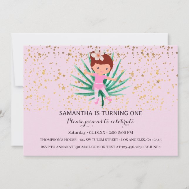 Ballerina Tropical Sparkle Invitation (Front)
