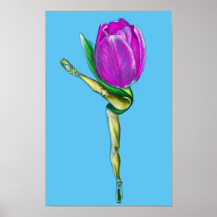 Ballerina Tulip Ballet Dance Poster -  Painting