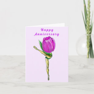 Ballerina Tulip Ballet Dancer Anniversary Card
