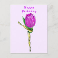 Ballerina Tulip Ballet Dancer Birthday Card