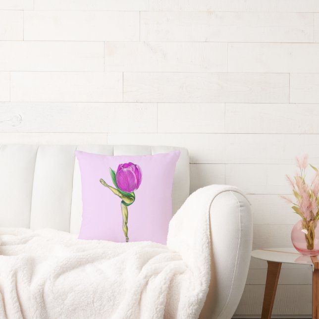 Ballerina Tulip Ballet Dancer Throw Pillow (Couch)