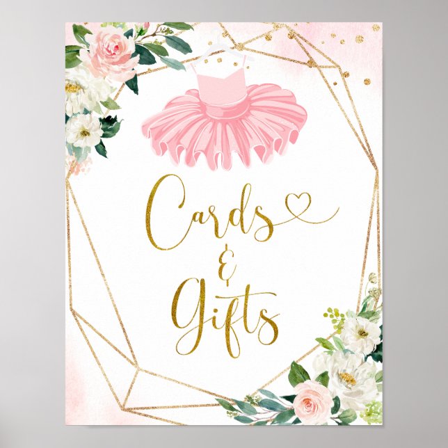 Ballerina Tutu Baby Shower Cards & Gifts Sign (Front)