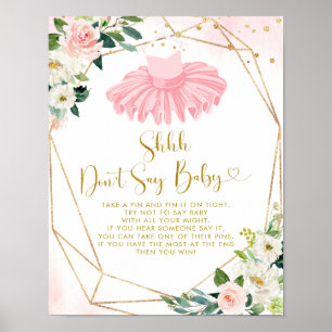 Ballerina Tutu Baby Shower Don't Say Baby Sign