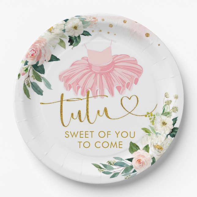 Ballerina Tutu Baby Shower Paper Plate (Front)