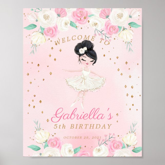 Ballerina Tutu Birthday Welcome Sign (Front)