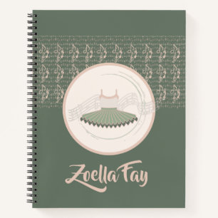 Ballerina Tutu Dress with Music Notes  Notebook