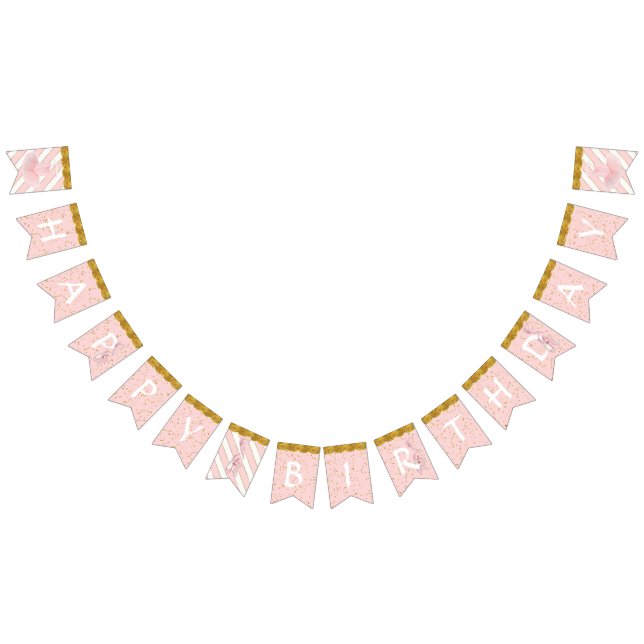 Ballerina Tutu Girl Pink Gold Birthday Party Decor Bunting (All)