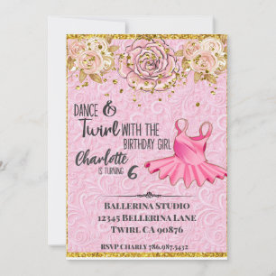 Ballerina Tutu pink birthday invitation