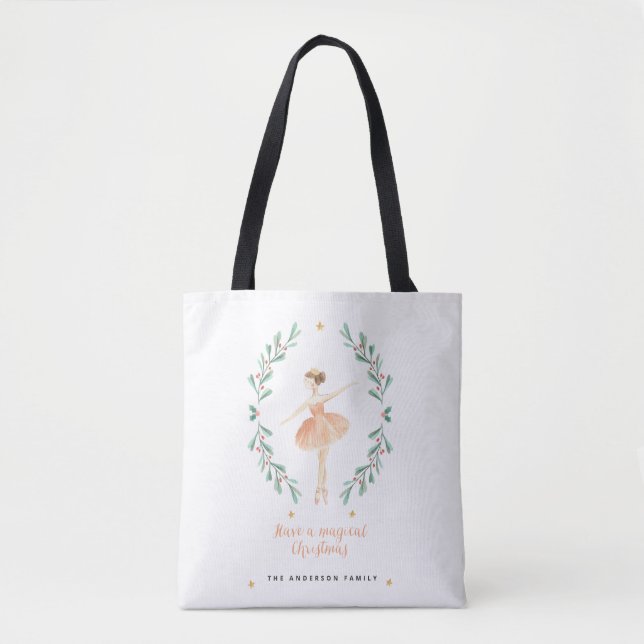 ballerina watercolor botanical cute Christmas Tote Bag (Front)