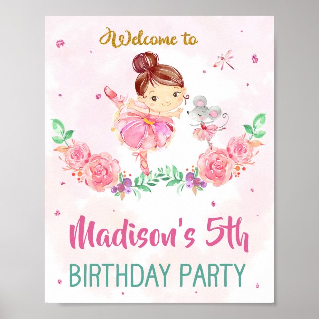 Ballerina welcome party sign Ballet girl poster (Front)