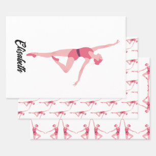 Ballerina with name personalisation wrapping paper sheet
